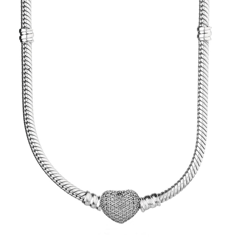 Original Poetic Blooms Love Heart Ball Barrel Clasp Snake Chain 925 Sterling Silver Necklace For Fashion Bead Charm DIY Jewelry