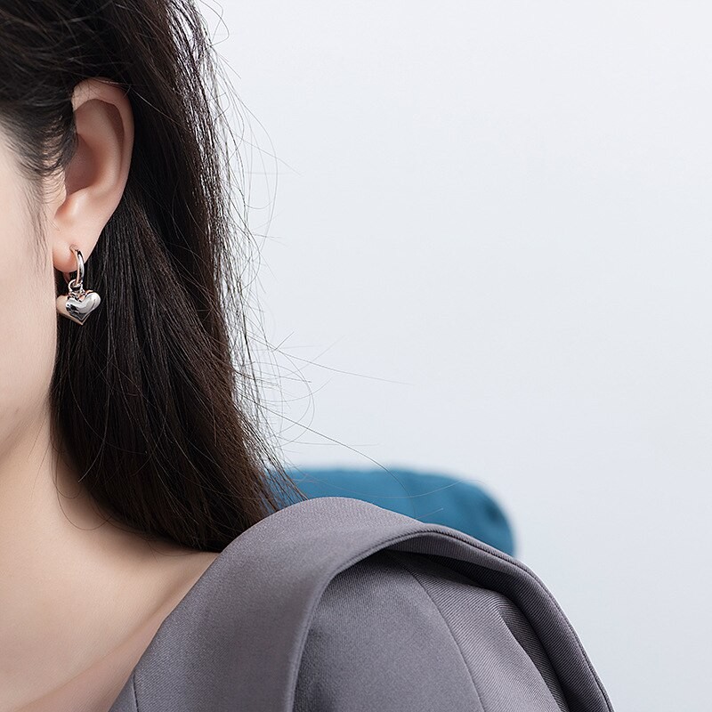 2022 New Popular Silver Plated Gold Plated Pink Zircon Pearl Heart Black Onyx Earrings Cute Jewelry For Women Free Delivery