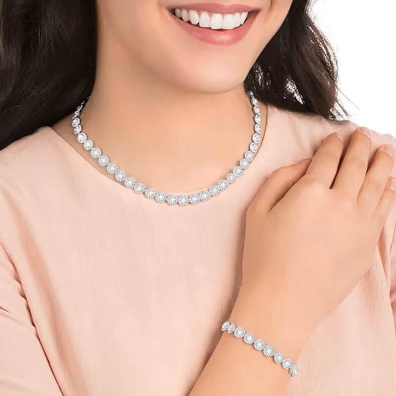 Original Swa 2023 Trendy Fine Lady Charms Jewelrys Sets ANGELIC NECKLACE Crystal Bracelet Earrings Romantic Jewelrys For Women