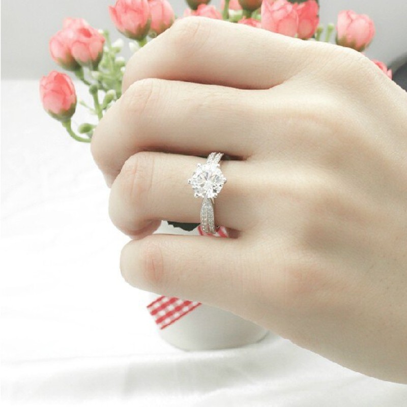 Solid 18K White Gold AU750 Ring 3CT Natural Moissanite Diamond Women Engagement Ring Promise Jewelry Ring Ring For Travel