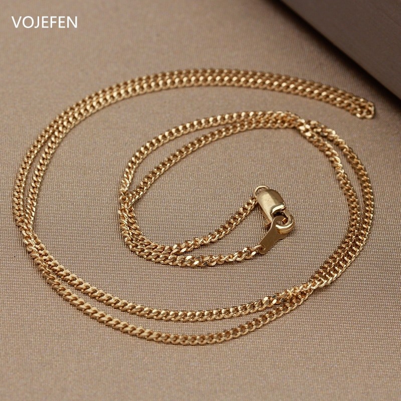 VOJEFEN 18k Original Gold Necklace Chains For Women / Men Cuban Link Chain Authentic AU750 Gold Luxury Quality Jewelry 2023 New