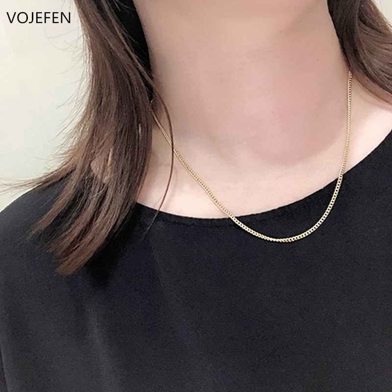 VOJEFEN 18k Original Gold Necklace Chains For Women / Men Cuban Link Chain Authentic AU750 Gold Luxury Quality Jewelry 2023 New