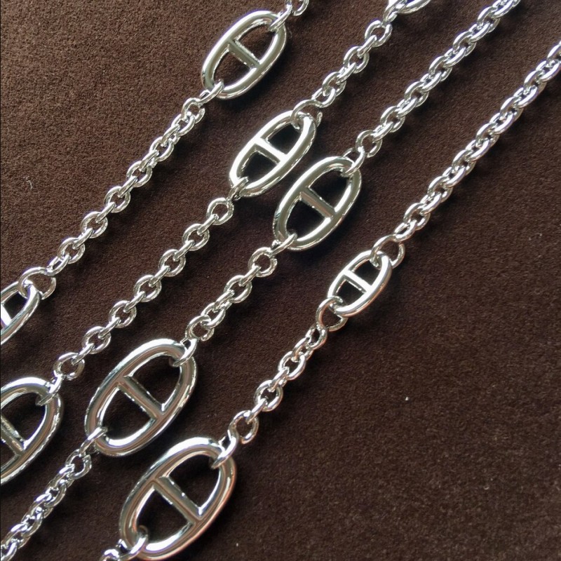 160cm High Quality 925 Silver Plated 18K Platinum Necklace Pig Nose Serial Clavicle Sweater Chain Silver Jewelry Gift