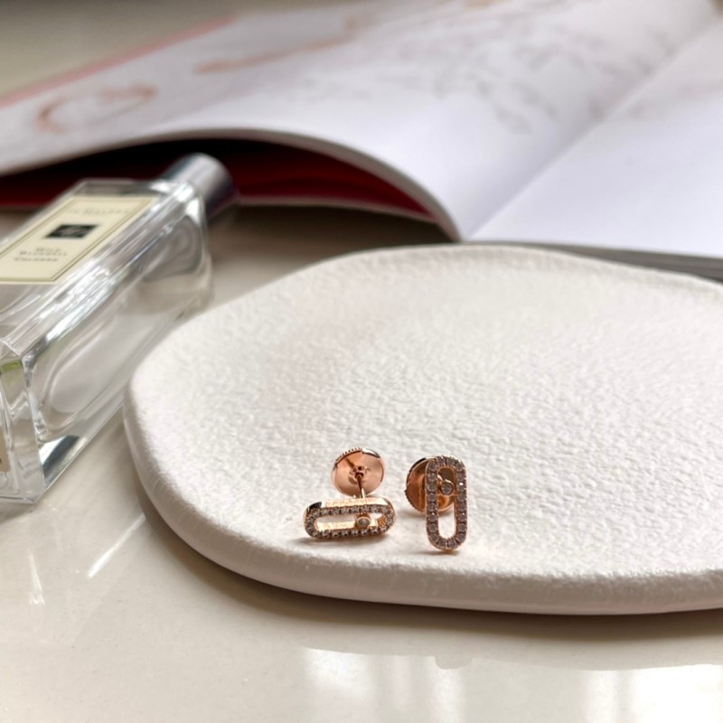 French Classic Original Jewelry Collection Messica Women's Diamond Stud Earrings S925 UFO Ear Cap Holiday Gift