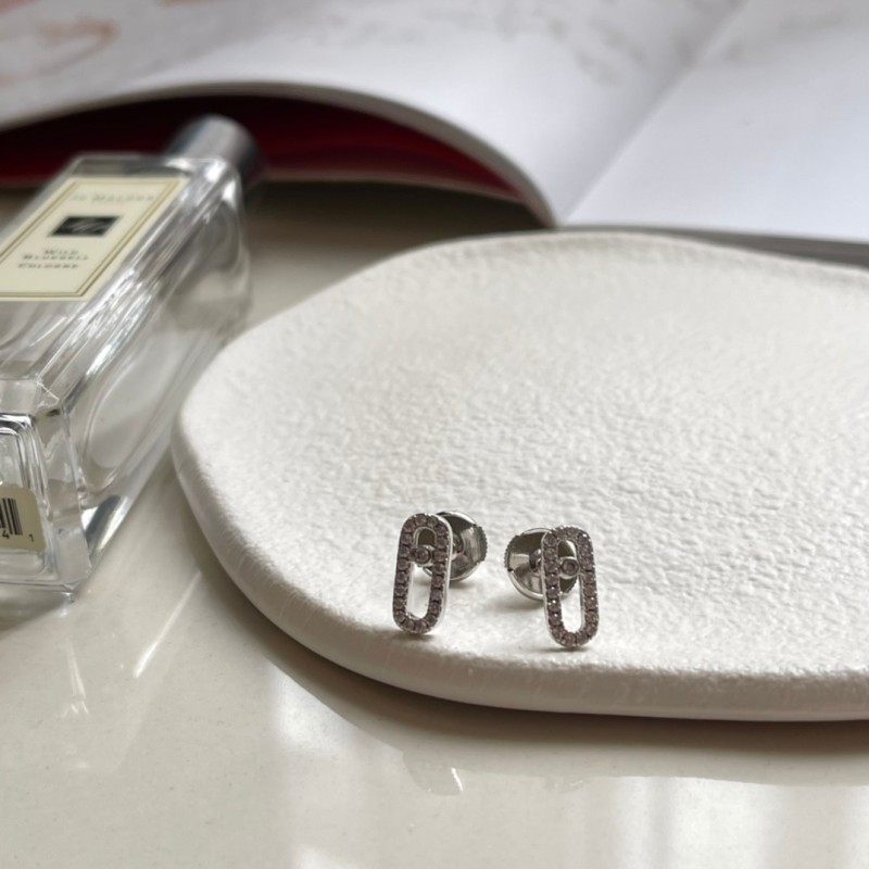 French Classic Original Jewelry Collection Messica Women's Diamond Stud Earrings S925 UFO Ear Cap Holiday Gift