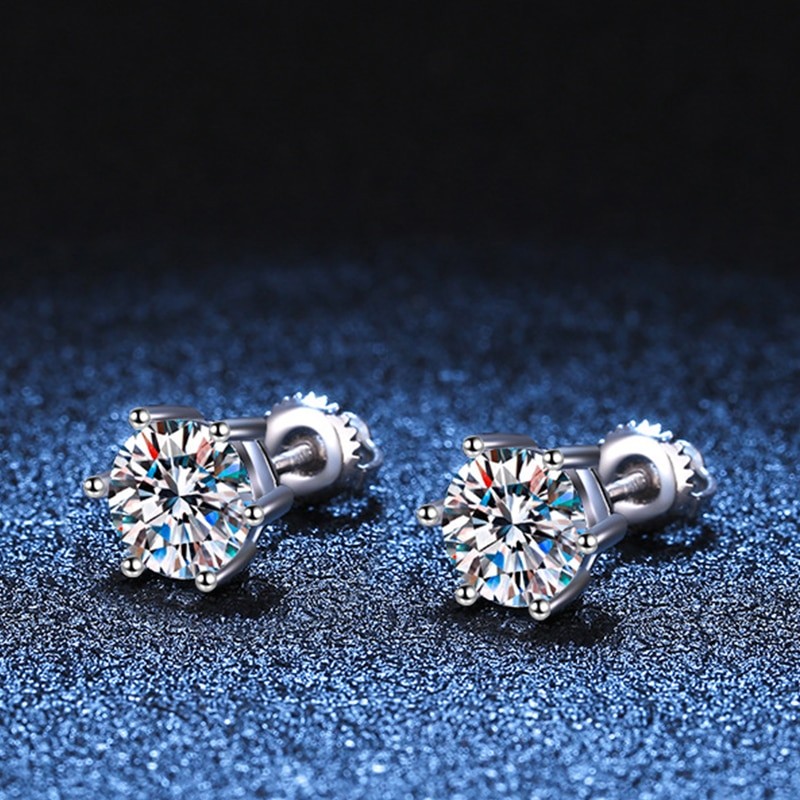 NeeTim 2ct Moissanite Earrings For Women Men Lab Diamond White Gold Plated 925 Sterling Silver Stud Earring Luxury Fine Jewelry