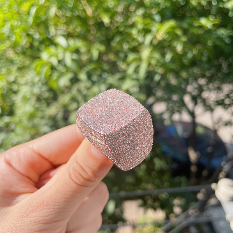 Iced Out Ring for Men Real Gold Plated Prong Setting Copper CZ Stones Hip Hop Fashion Jewelry  2022 Trend   13:16:31