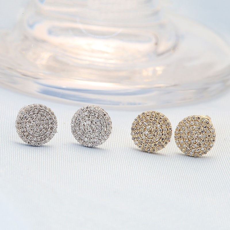 AEAW Earrings for Women 2022 Trending Solid 10K Gold Stud Earrings Flower Setting Mossanite Diamond Gems Wedding Jewelery