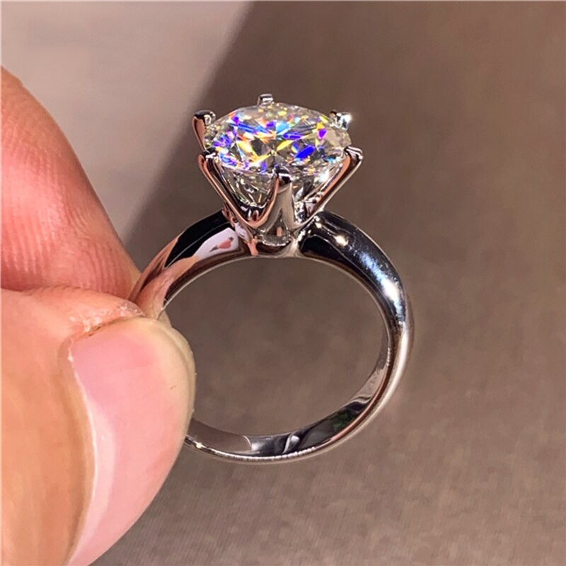 5 Carats Real Moissanite Engagement Ring Women 18K White Gold Plated Lab Diamond Ring Sterling Silver Wedding Rings Jewelry