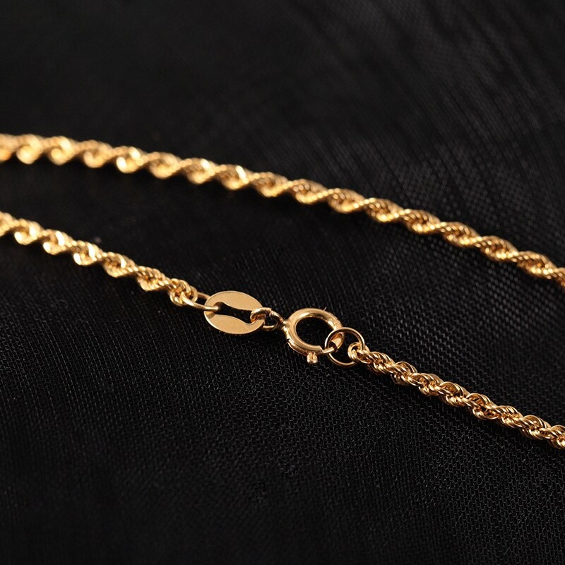 YUNLI Real 18K Gold Twisted Chain Necklace Simple Style Pure AU750 Hemp Rope Chain For Women Fine Jewelry Gifts