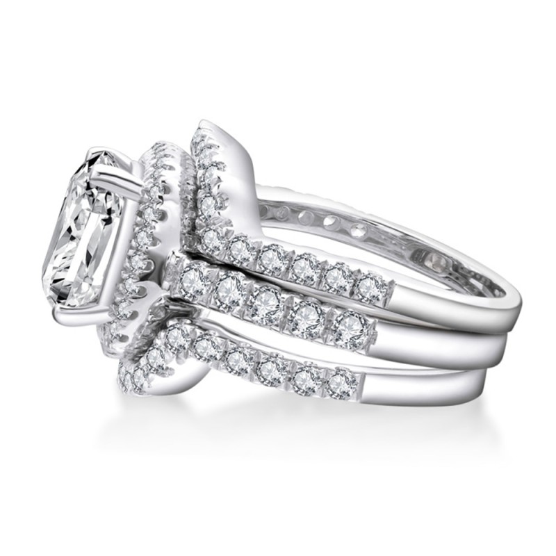 925 Sterling Silver Ring Classic Luxury Diamond Jewelry 4ct Moissanite Wedding Anniversary Rings Set for Women Fine Jewelry