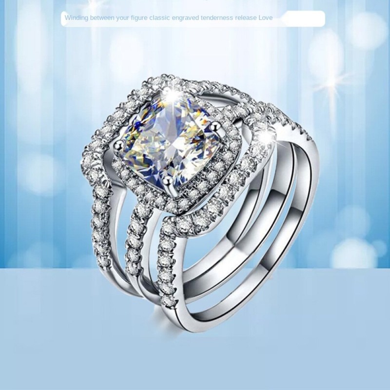 925 Sterling Silver Ring Classic Luxury Diamond Jewelry 4ct Moissanite Wedding Anniversary Rings Set for Women Fine Jewelry