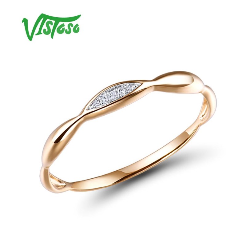 VISTOSO Gold Rings For Women Genuine 14K Yellow/White Gold Ring Shiny Diamond Promise Engagement Rings Anniversary Fine Jewelry