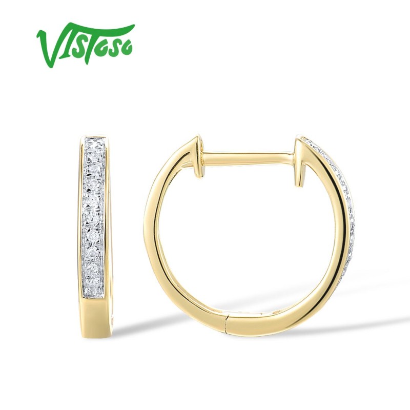 VISTOSO 14K 585 White/Yellow/Rose Gold Earrings For Lady Sparkling Diamond Classic Earrings Wedding Engagement Fine Jewelry