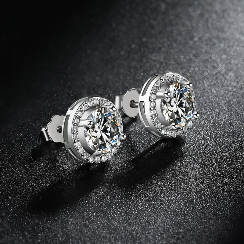 Smyoue 2CT Certified Moissanite Stud Earrings for Women Platinum Plating Sterling Silver Diamond Ear Studs Wedding Fine Jewelry