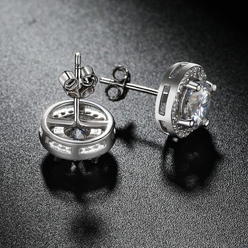 Smyoue 2CT Certified Moissanite Stud Earrings for Women Platinum Plating Sterling Silver Diamond Ear Studs Wedding Fine Jewelry