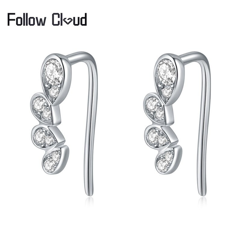 Follow Cloud Small Water Cut Moissanite Diamond 925 Sterling Silver Stud Earrings Passed Engagement Wedding Earrings for Women