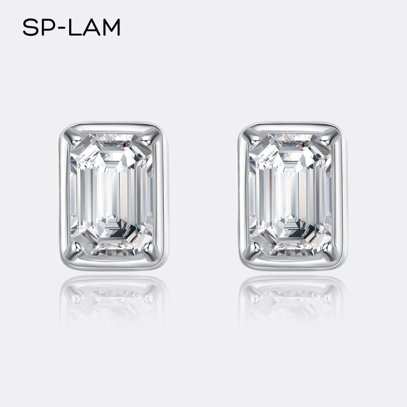 Emerald Cut Moissanite Earrings Classic 2022 Trendy Women's 925 Sterling Silver Engagement Earings Luxury Fine Jewelry 1.2CT