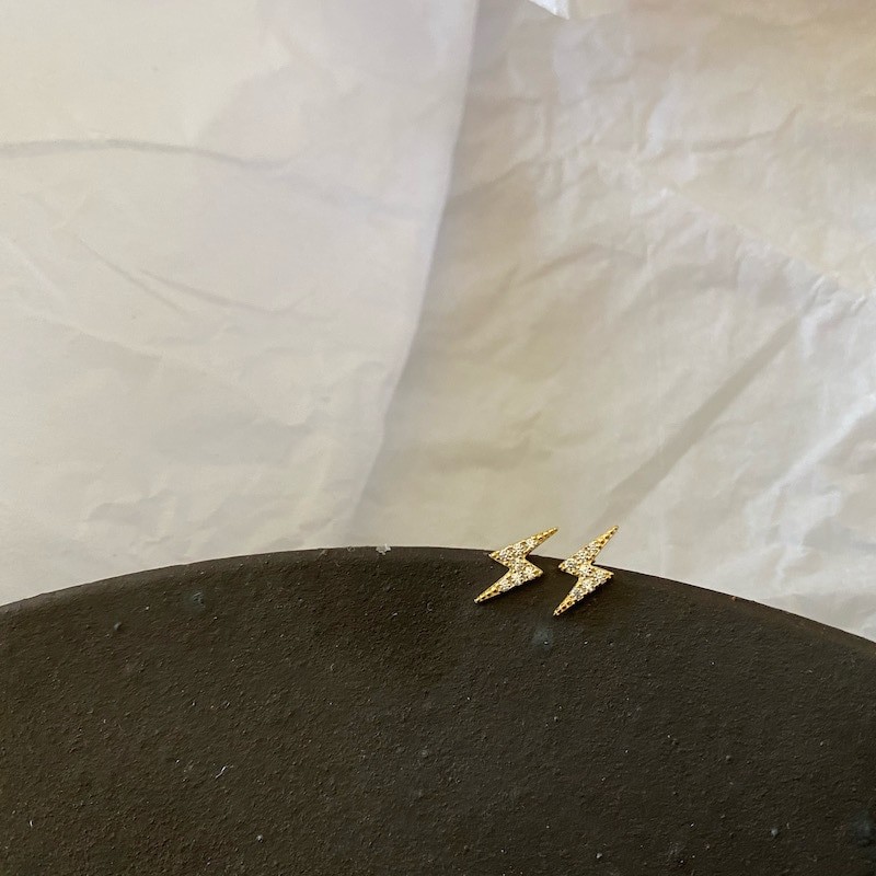 925 Sterling Silver Simple Fashion PavÃƒÂ© Crystal Lightning Stud Earrings Women Classic Temperament Party Jewelry Accessories