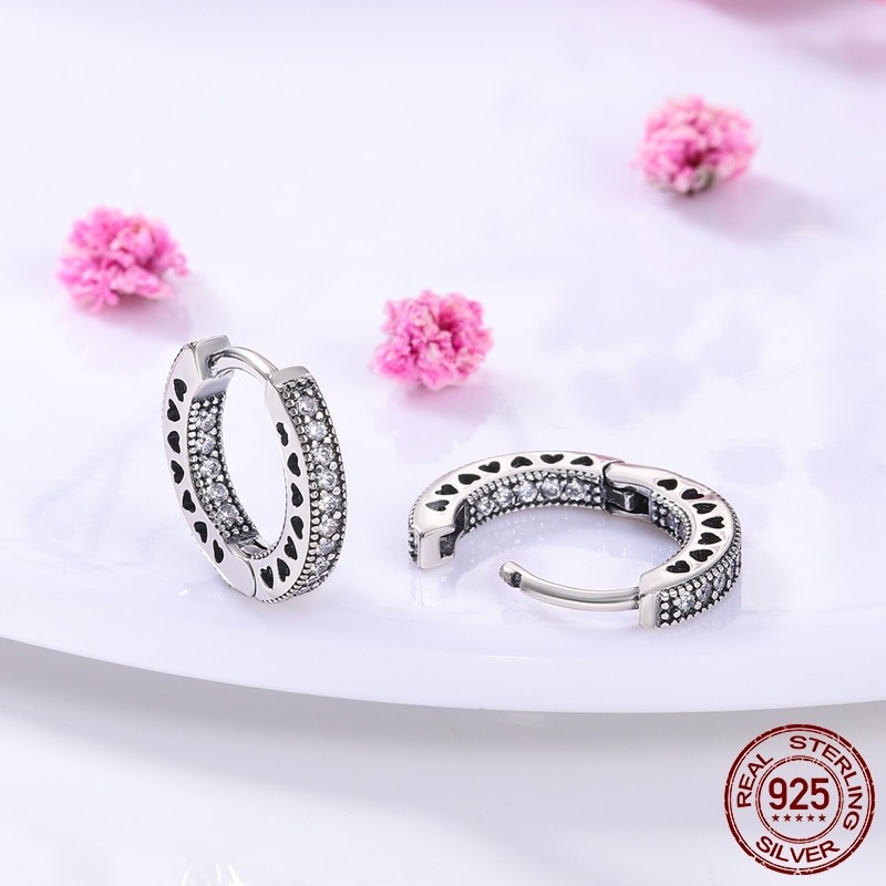 2023 Earrings For Women 925 Sterling Silver Original Charm Double Hoop Earrings Pave CZ Fine Engagement Anniversary Jewelry Gift