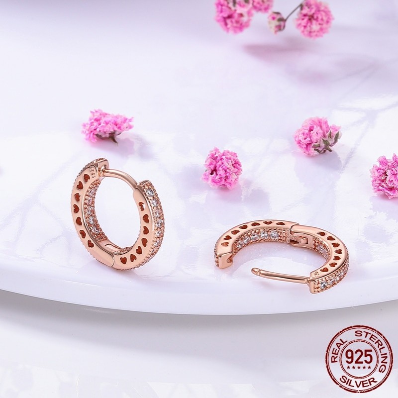 2023 Earrings For Women 925 Sterling Silver Original Charm Double Hoop Earrings Pave CZ Fine Engagement Anniversary Jewelry Gift