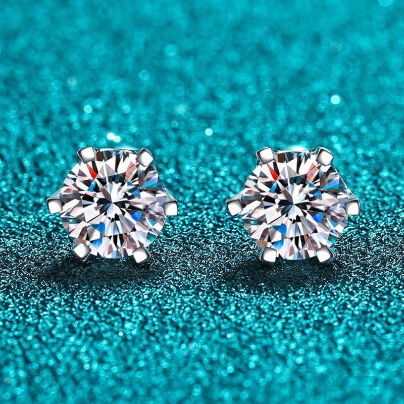 Serenity Day S925 Sterling Silver Six-Claw D Color VVS 0.4-4 Carat a Pair Screws Moissanite Stud Earrings Jewelry For Wholesale