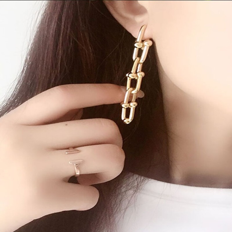 TIFINE1: 1 925 Sterling Silver Necklace for Women, Hip Hop Punk U-shaped Stud Earrings, Luxury Jewelry Gifts for Women with LOGO