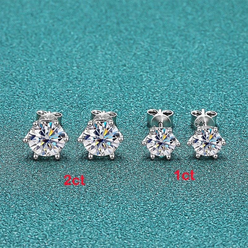 Smyoue Certified 2ct D Color Moissanite Studs Earrings for Women White Gold S925 Sterling Silver Brilliant Lab Diamond Earring