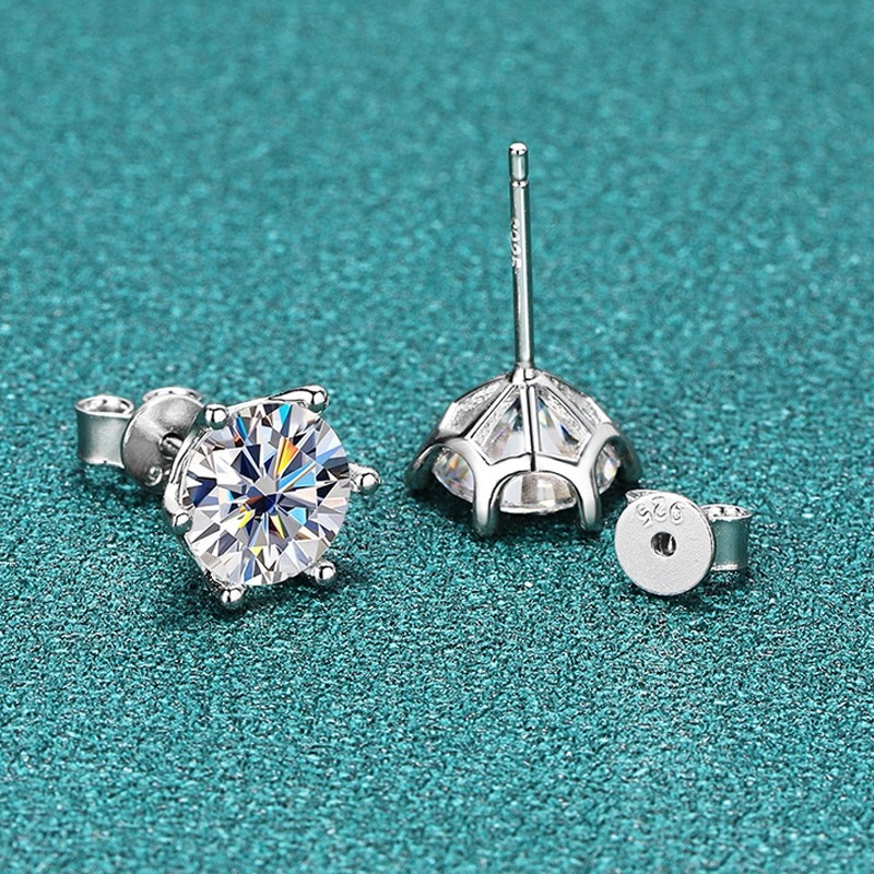 Smyoue Certified 2ct D Color Moissanite Studs Earrings for Women White Gold S925 Sterling Silver Brilliant Lab Diamond Earring