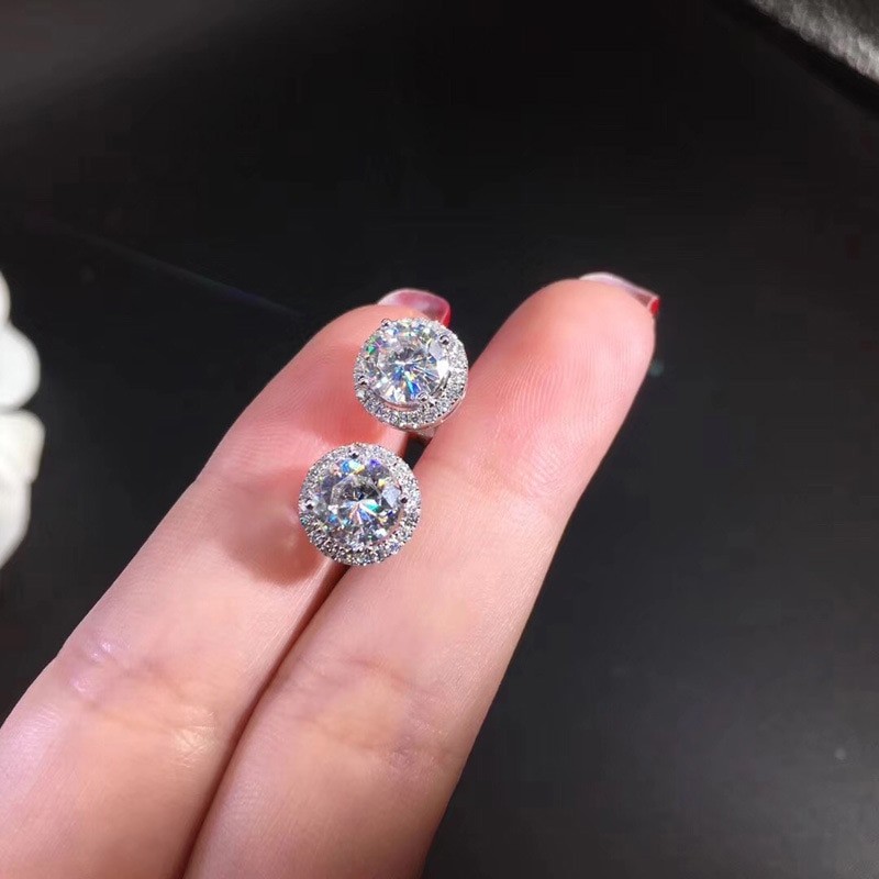 1 Carat Certified Moissanite Stud Earrings For Women Platinum Plating Sterling Silver Diamonds Ear Studs Wedding Fine Jewelry