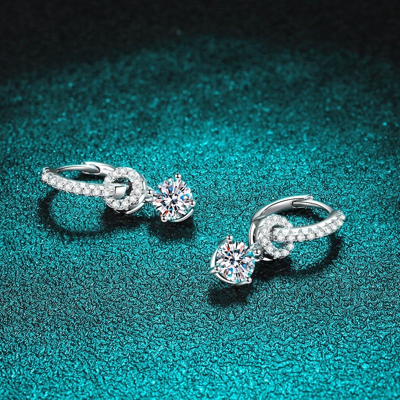 Smyoue 1ct White Gold Plated Moissanite Drop Earring for Women Sparkling Wedding Jewelry 100% 925 Solid Silver Earring Wholesale