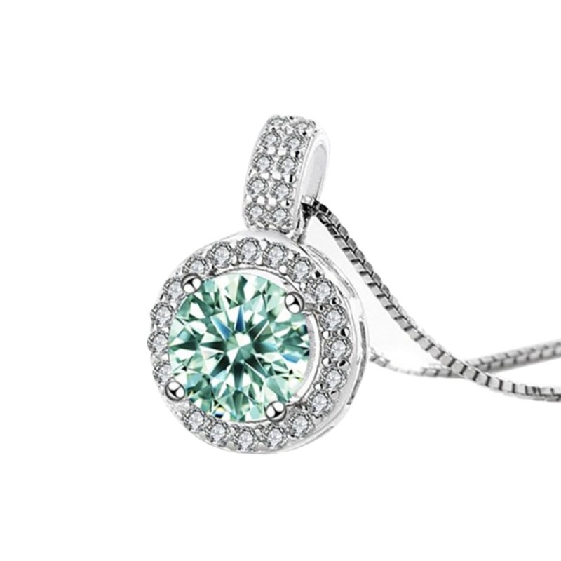 Serenity Day 1 Carat Green Moissanite Necklace D Color VVS1 Pendant   S925 Sterling Silver Jewelry For Women Wedding Party Gift