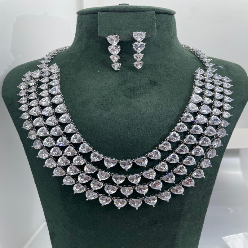 Janekelly4 pcs Bridal Zirconia Full Jewelry Sets For Women Party, Luxury Dubai Nigeria CZ Crystal Wedding Jewelry Sets