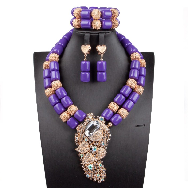 New Artificial Coral African Beads Jewelry Set Big Brooch Double Layers Nigerian Wedding Costume Jewelry Set WE320