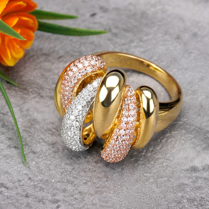 Luxury Big Rings With Cubic Zirconia Stones Chrysanthemum Shape 2022 Women Wedding Engagement Party Bride Jewelry