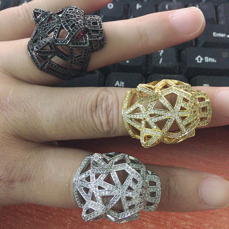 Zlxgirl jewelry Gold leopard shape animal rings for men's wedding jewelry Dubai gold color men finger rings gifts anel aneis
