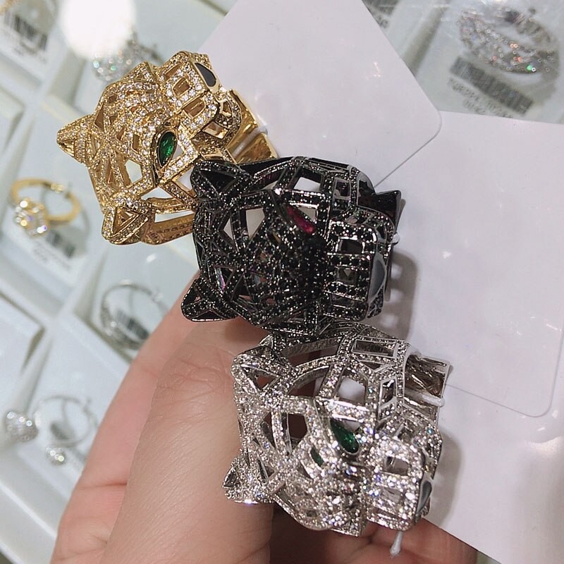 Zlxgirl jewelry Gold leopard shape animal rings for men's wedding jewelry Dubai gold color men finger rings gifts anel aneis