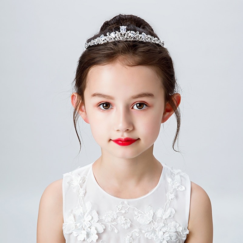 Fashion Gold Silver Color Crystal Crowns For Kids Child Girls Pearls Tiaras Diadems Wedding Hair Accessories Bridal Jewelry