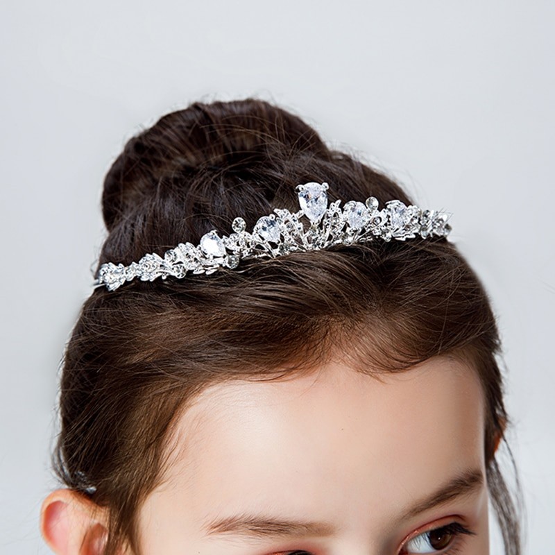 Fashion Gold Silver Color Crystal Crowns For Kids Child Girls Pearls Tiaras Diadems Wedding Hair Accessories Bridal Jewelry