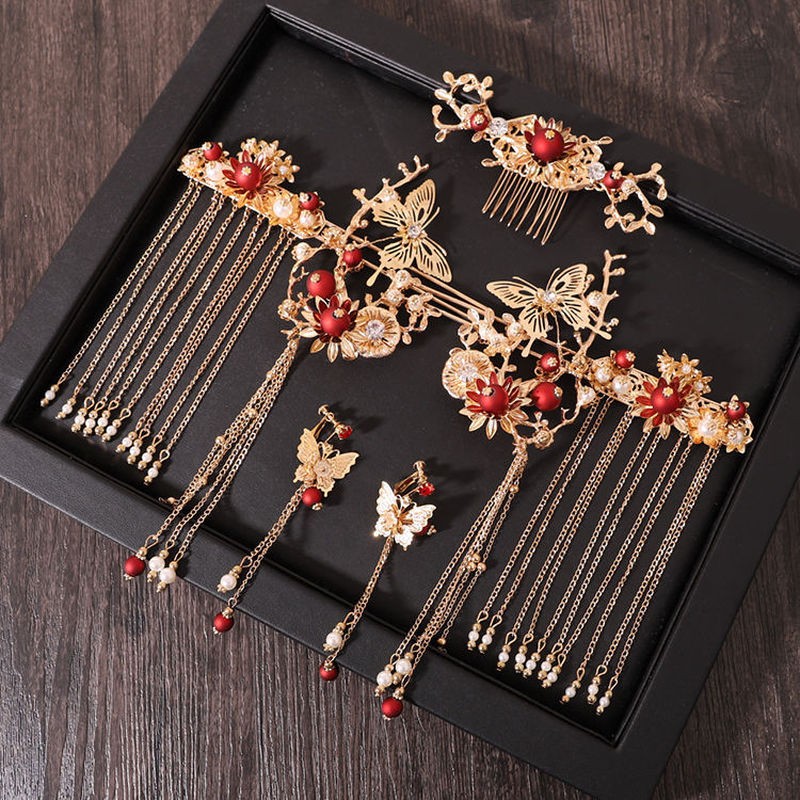 Women  Hair Combs Traditional Chinese Wedding Accessories Headband Stick Headdress Head Jewelry Bridal Headpiece Pin