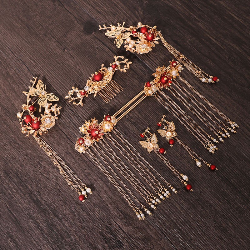Women  Hair Combs Traditional Chinese Wedding Accessories Headband Stick Headdress Head Jewelry Bridal Headpiece Pin