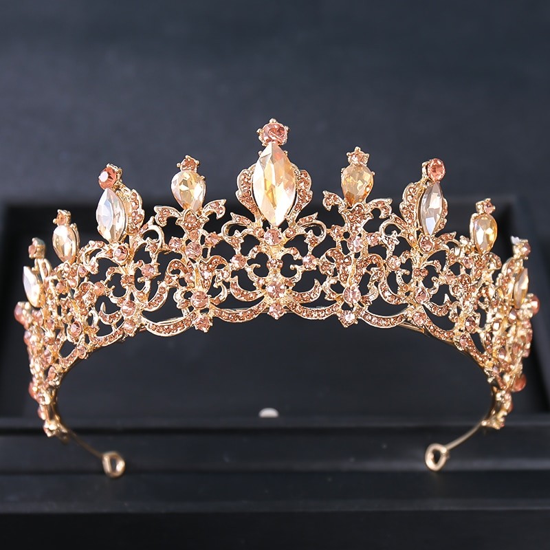 Gold Color Luxury Crystal Wedding Tiaras And Crowns Party Rhinestone Prom Bridal Diadem Crown Tiara For Women Bride Hair Jewelry
