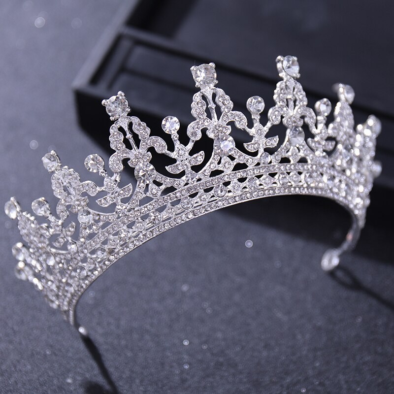Silver Color Crystal Tiaras And Crowns Rhinestone Princess Queen Prom Crown Tiara Diadem Bridal Wedding Hair Accessories Jewelry