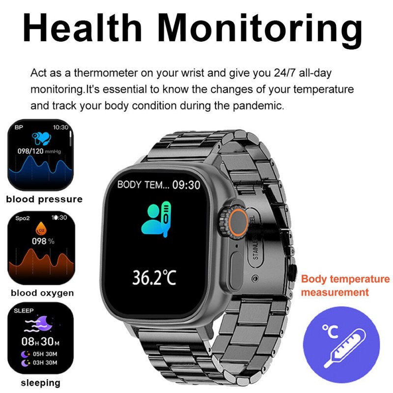 2023 New Smart Watch Body Temperature Ultra Series 8 NFC Smartwatch Wireless Charging Bluetooth Call Men Women Watch for Apple