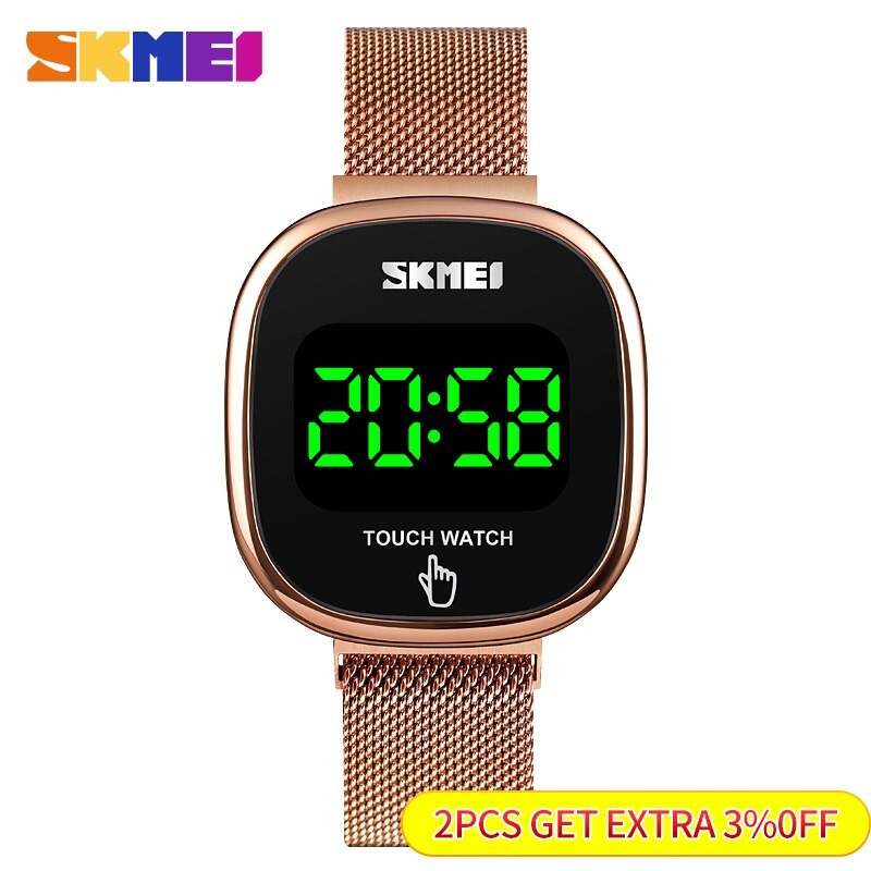 SKMEI Simple LED Watches For Men Women Waterproof Date Digital Wristwatch Squart Dial Creative Magnetic Buckle montre homme 1589