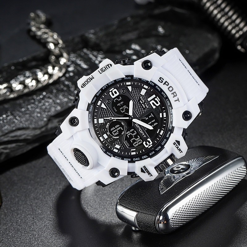 MSTIANQ Brand Black Digital Watch for Men  Sports Waterproof Outdoor Chronograph Hand Clock G Infantry Shock Student Wristwatch