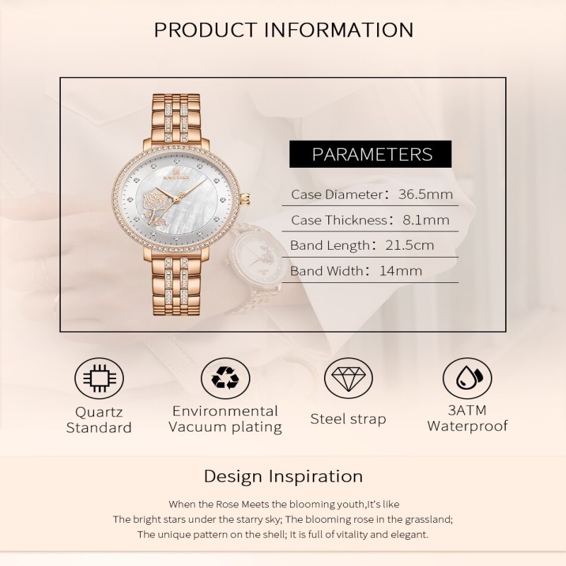 NAVIFORCE Rose Gold Watch Women Watch Ladies Creative Steel Women's Bracelet Watches Female Waterproof Clock Relogio Feminino