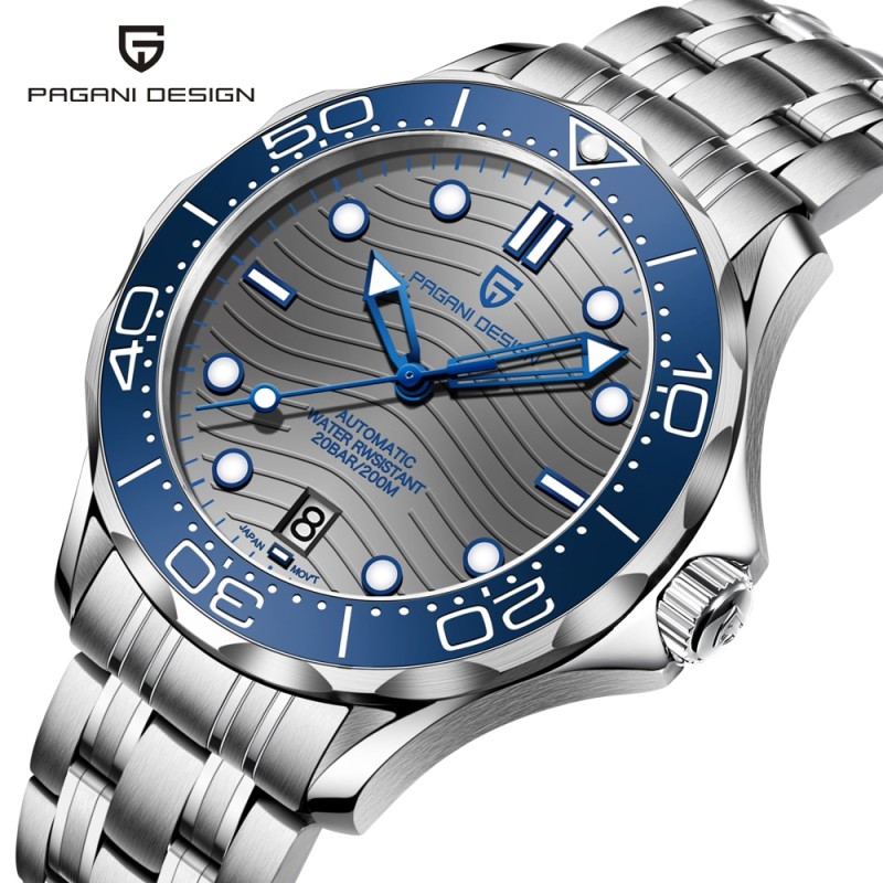 PAGANI DESIGN Men's Mechanical Watches  Automatic Watch For Men NH35 Sapphire crystal 200M Stainless steel Dive wristwatch clock