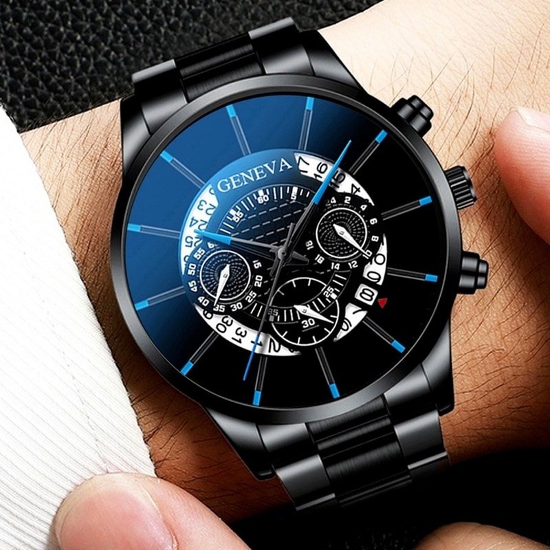 Mens Watches Stainless Steel Waterproof Calendar Quartz Watch Man Luxury Business Dress Watch for Men Fashion Male Wrist Watch