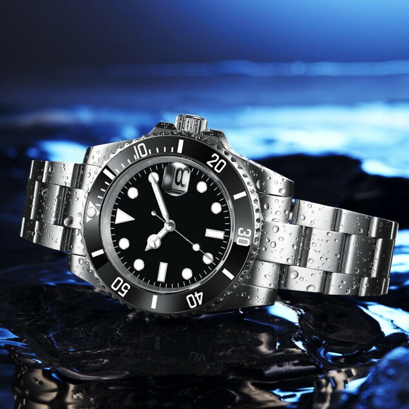 Men's Luxury Automatic Mechanical Watch Bezel Calendar Display Luminous Watches Mens WristWatch Sterile Dial